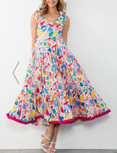 Load image into Gallery viewer, THML Clothing - Tie Strap Multi Color Tiered Dress FINAL SALE ITEM