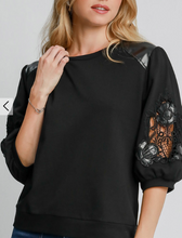 Load image into Gallery viewer, Umgee - French Terry Lace Top Final Sale Item
