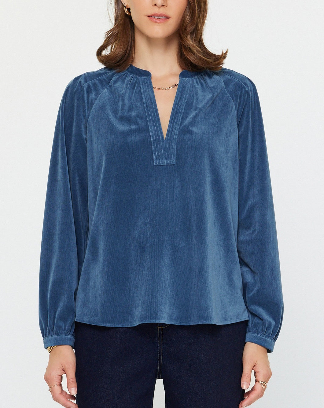 Current Air - Long Sleeve Split Neck Blouse