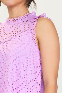 Skies Are Blue- Eyelet Lace Top