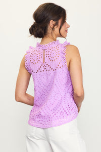 Skies Are Blue- Eyelet Lace Top