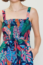 Load image into Gallery viewer, Skies Are Blue- Ula Tropical Print Smocked Jumpsuit