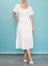 Load image into Gallery viewer, Skies Are Blue- Puffed Sleeve Tiered Midi Dress