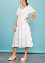 Load image into Gallery viewer, Skies Are Blue- Puffed Sleeve Tiered Midi Dress