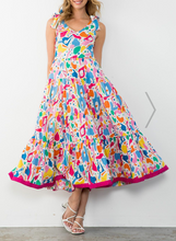 Load image into Gallery viewer, THML Clothing - Tie Strap Multi Color Tiered Dress