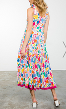 Load image into Gallery viewer, THML Clothing - Tie Strap Multi Color Tiered Dress