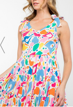 Load image into Gallery viewer, THML Clothing - Tie Strap Multi Color Tiered Dress