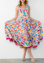 Load image into Gallery viewer, THML Clothing - Tie Strap Multi Color Tiered Dress