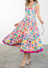 Load image into Gallery viewer, THML Clothing - Tie Strap Multi Color Tiered Dress