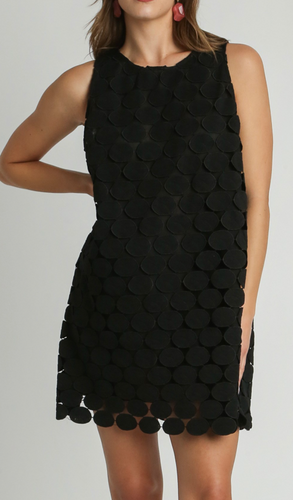 Umgee - Polka Dot Lace Shift Sleeveless Dress with Back Keyhole