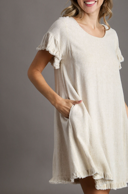 Umgee - Linen Blend A- Line Ruffled Short Dress – Shoptresjolieboutique