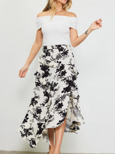 Load image into Gallery viewer, Skies Are Blue- Jacquard Ruffle Midi Skirt