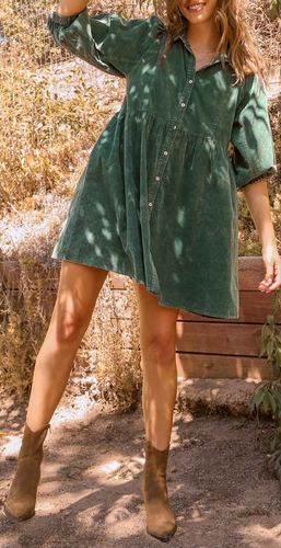 Umgee - Corduroy Button Down Dress