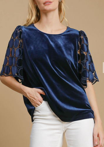 Umgee - Round Neck Velvet Top final sale item