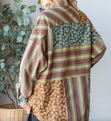 Oli & Hali - Fabric Mixed Shirt Top