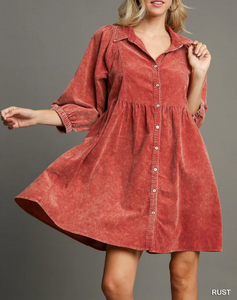 Umgee - Corduroy Button Down Dress