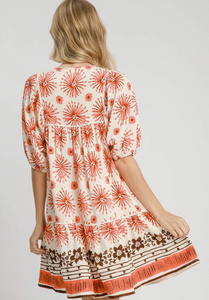 Umgee -Mixed Border Print Dress