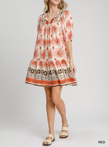 Umgee -Mixed Border Print Dress