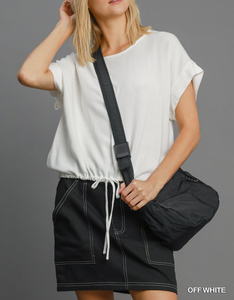 Umgee - Drawstring Linen Blend Top
