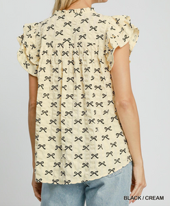 Umgee - Smocked Ruffle Sleeve Top