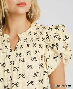 Umgee - Smocked Ruffle Sleeve Top