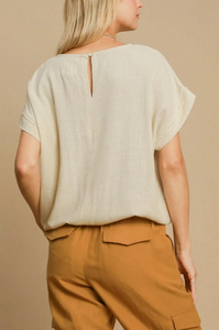 Umgee - Drawstring Linen Blend Top