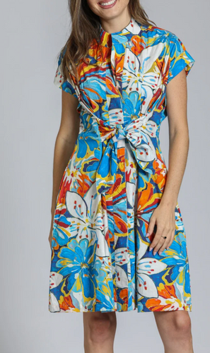 AP.NY - Short Sleeve Shirt Dress With Self Tie