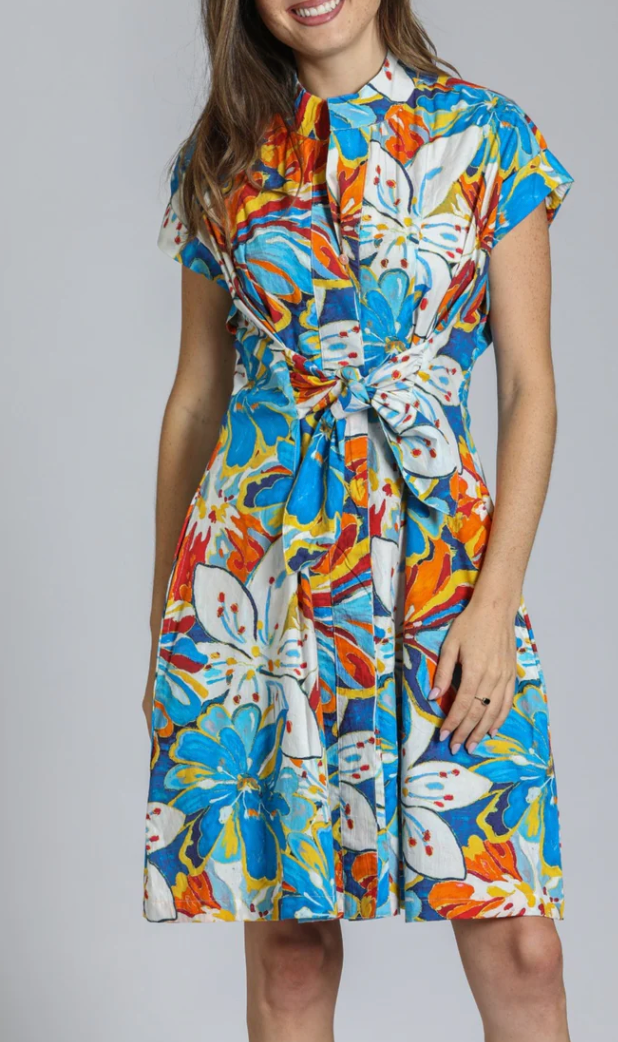 AP.NY - Short Sleeve Shirt Dress With Self Tie