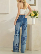 Load image into Gallery viewer, Oli &amp; Hali -Washed Rose Printed Medium Wash Jeans