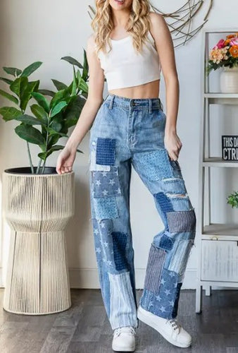 Oli & Hali - Washed Patchwork Detail Jeans