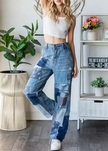 Oli & Hali - Washed Patchwork Detail Jeans