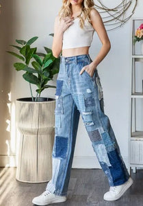 Oli & Hali - Washed Patchwork Detail Jeans