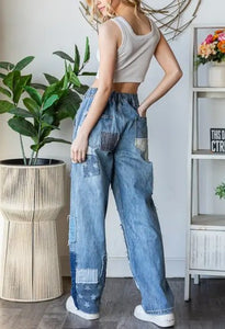 Oli & Hali - Washed Patchwork Detail Jeans