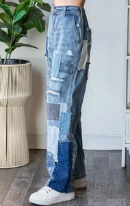 Oli & Hali - Washed Patchwork Detail Jeans