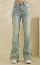 Load image into Gallery viewer, Oli &amp; Hali - Washed Floral Embroidered Denim Pants
