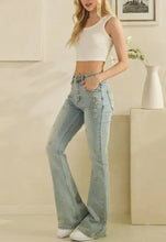 Load image into Gallery viewer, Oli &amp; Hali - Washed Floral Embroidered Denim Pants