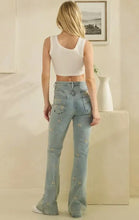 Load image into Gallery viewer, Oli &amp; Hali - Washed Floral Embroidered Denim Pants