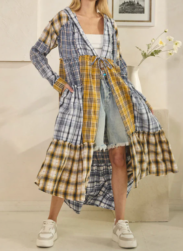oli & hali - WASHED PLAID MIX DUSTER
