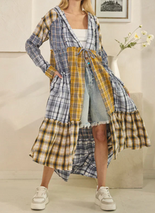 oli & hali - WASHED PLAID MIX DUSTER