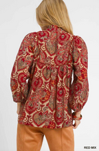 Load image into Gallery viewer, Umgee - Boho Red Mix Paisley Blouse