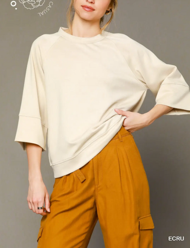 Umgee Clothing - 3/4 Sleeved Drop Shoulder Top