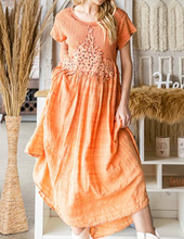 Load image into Gallery viewer, Oli &amp; Hali - WASHED CROCHET TRIM FLARE HEM MIDI DRESS