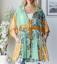 Load image into Gallery viewer, Oli &amp; Hali - PRINTED MIX KIMONO MINI DRESS