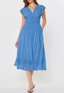 Load image into Gallery viewer, Current Air - V-Neck Flutter Sleeve Midi Dress