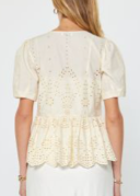 Load image into Gallery viewer, Current Air - Cotton Eyelet Embroidered Peplum Blouse