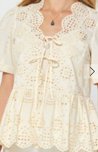 Load image into Gallery viewer, Current Air - Cotton Eyelet Embroidered Peplum Blouse