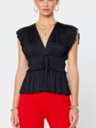 Load image into Gallery viewer, Current Air - Pleated V-Neck with Tie Top Blouse