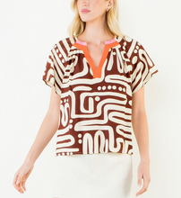 Load image into Gallery viewer, THML - Short Sleeve Pattern V-Neck Top