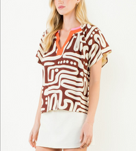Load image into Gallery viewer, THML - Short Sleeve Pattern V-Neck Top