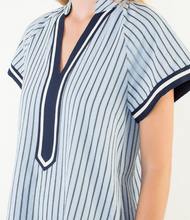 Load image into Gallery viewer, THML - Short Sleeve Stripes Textuired V-Neck Dress